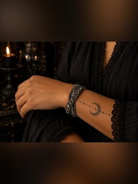 BOGO Dark Gray Crystal Wrap Bracelet